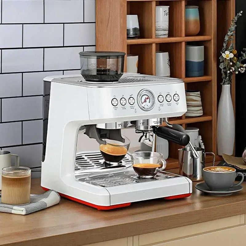 Semi-automatic Coffee Machine with Grinder and Gauge