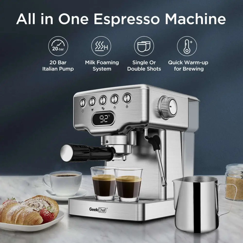 Stainless Steel 20 Bar Espresso Machine with Milk Frother