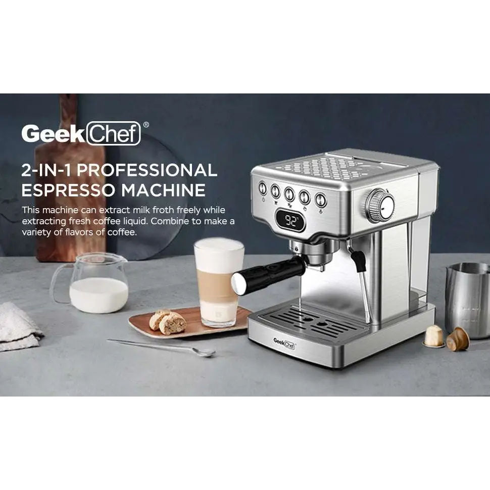 Stainless Steel 20 Bar Espresso Machine with Milk Frother