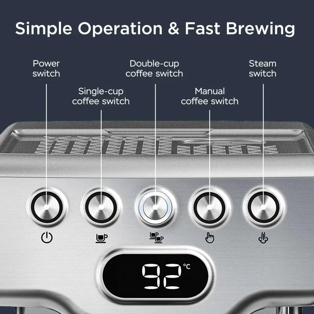 Stainless Steel 20 Bar Espresso Machine with Milk Frother